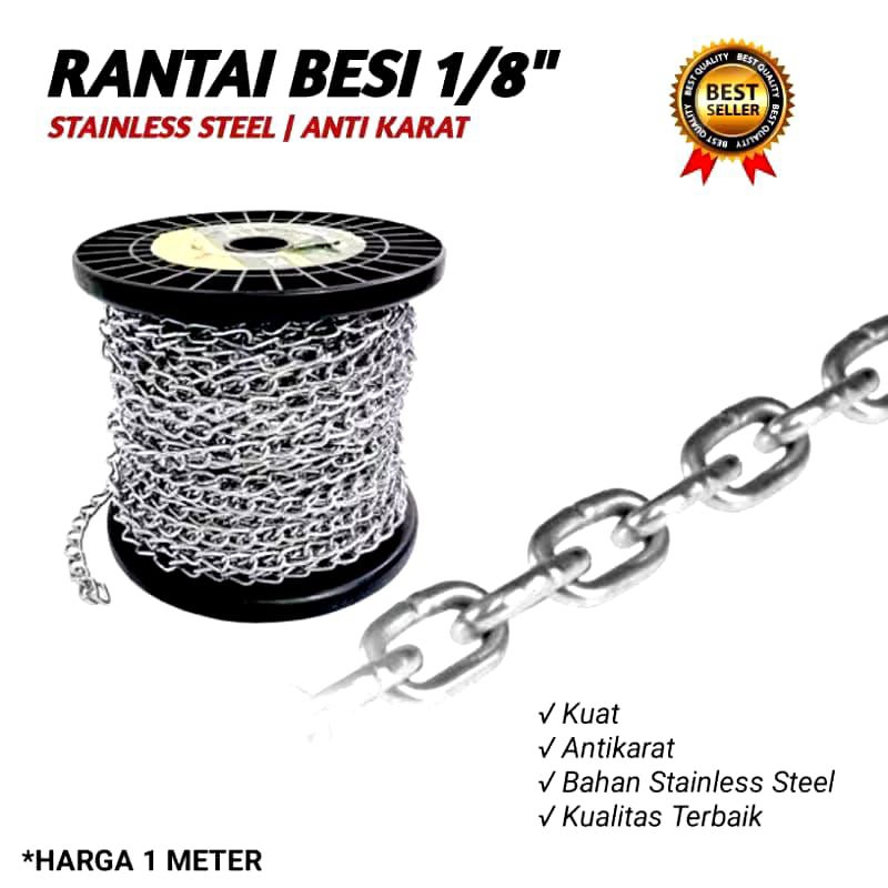 GRATIS ONGKIR Rantai Besi Kapal 1/8 inch Rante Gembok Pagar Serbaguna