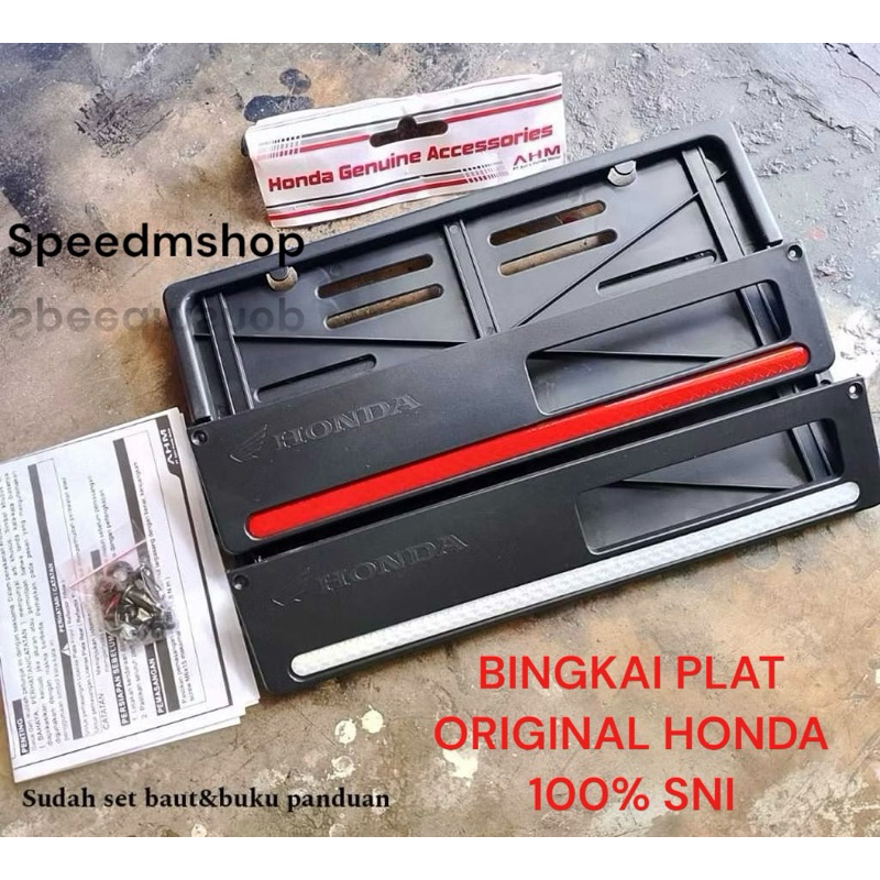 BINGKAI PLAT NOMOR MOTOR TEMPAT PLAT NOMOR ORIGINAL HONDA SNI UNIVERSAL VARIO BEAT SCOOPY