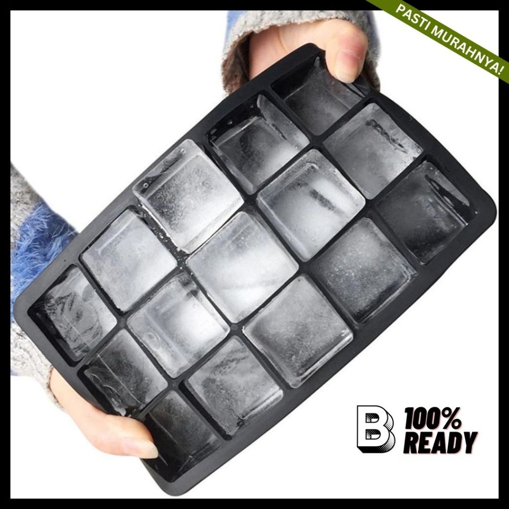 Cetakan Es Batu Silikon 15 Cube / Cetakan Es Batu Jelly Puding Kotak 15 Kotak Barista Kopi Cafe