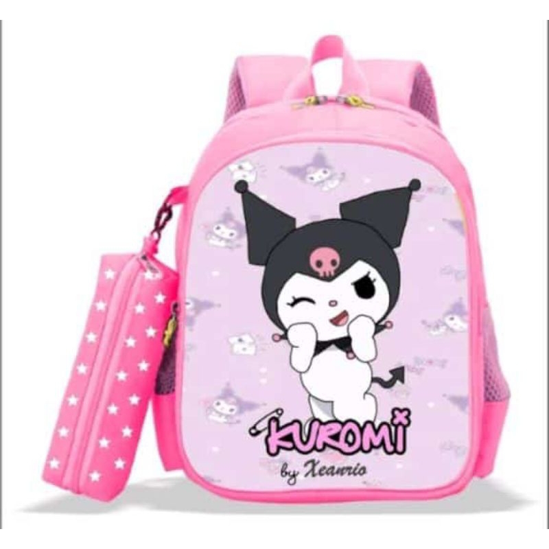 tas ransel sekolah anak perempuan sd model kuromi gratis dompet kecil