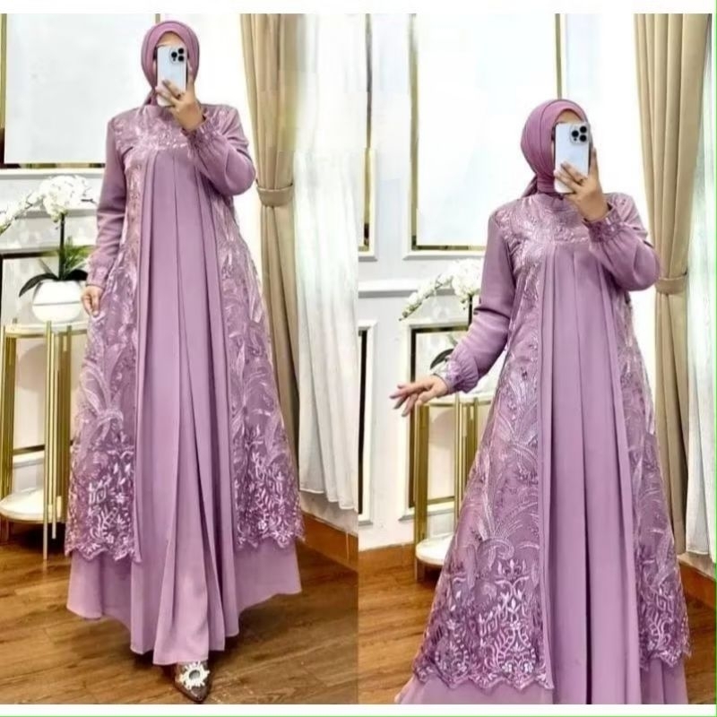 ELZIA DRESS - BAJU DRESS GAMIS BUSUI BRUKAT BROKAT PESTA KONDANGAN ARISAN NIKAHAN LEBARAN WANITA MUS