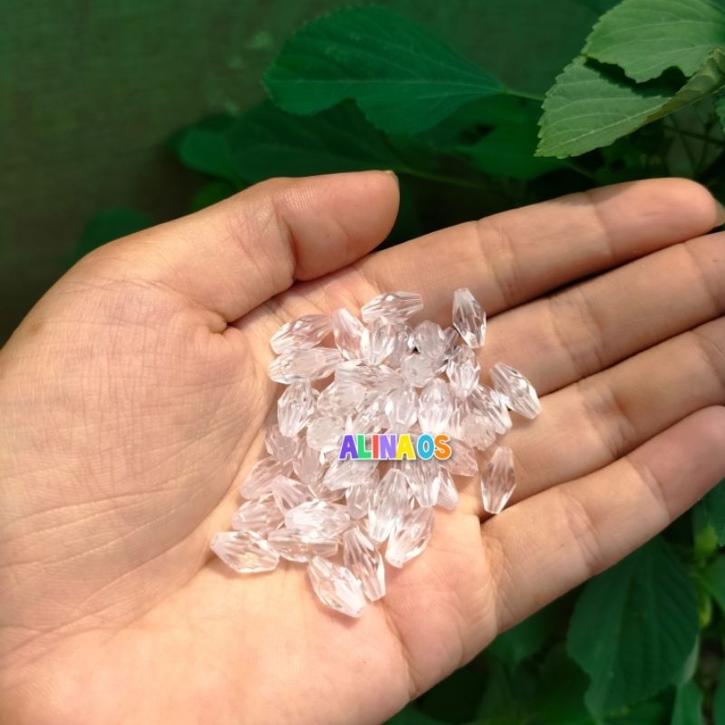 MANIK PADI SEGI PUTIH BENING 10x6MM