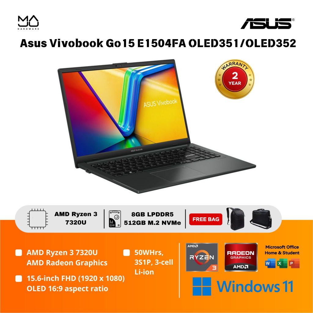 Laptop ASUS Vivobook Go 15 OLED E1504FA-OLED352 - Mixed Black