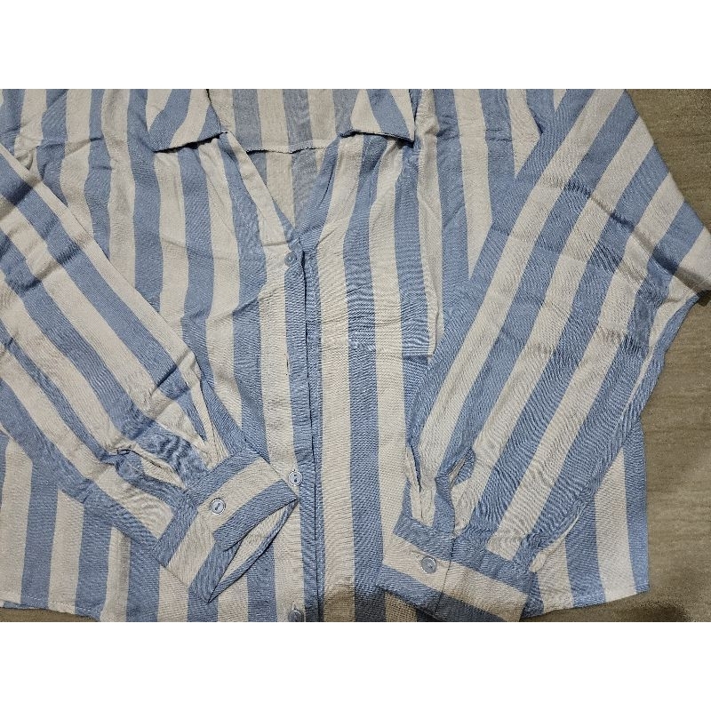 kemeja crop stripe blue colorbox