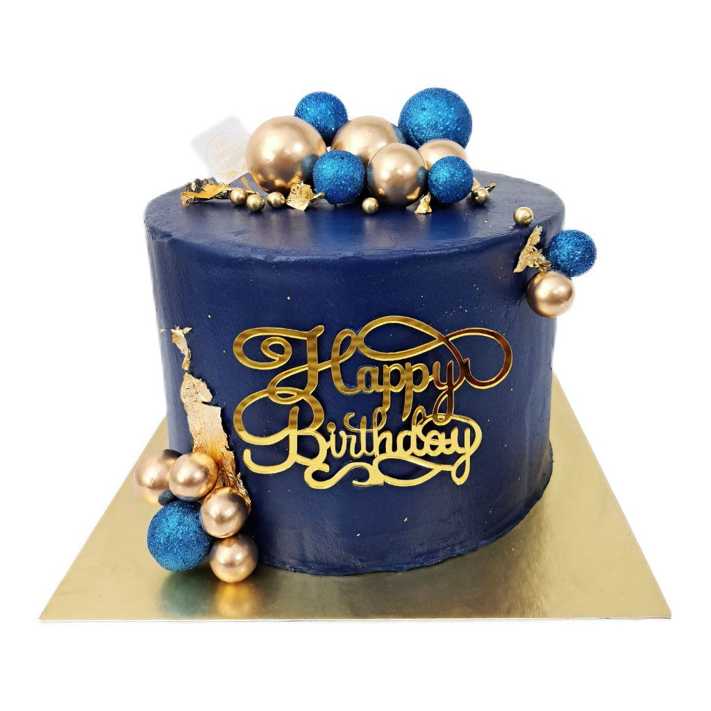 

Cake Blue With Gold Ball