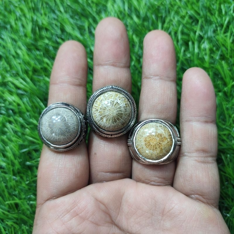 cincin batu akik teratai tunggal grade A ring alpaka bali super