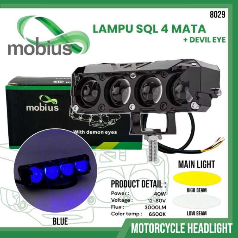 lampu tembak sql 4 led 40watt hi low kuning putih lampu sorot 4 led hi low kuning putih lampu tembak