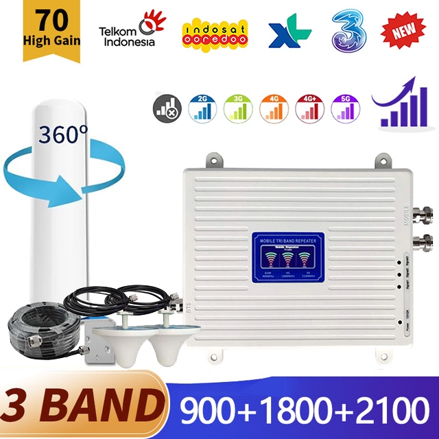 FullSet LTE 2G 3G 4G HP Signal Booster 3 Band Pengulang Sinyal HP EDC 4G Modem Sinyal Booster Cellul
