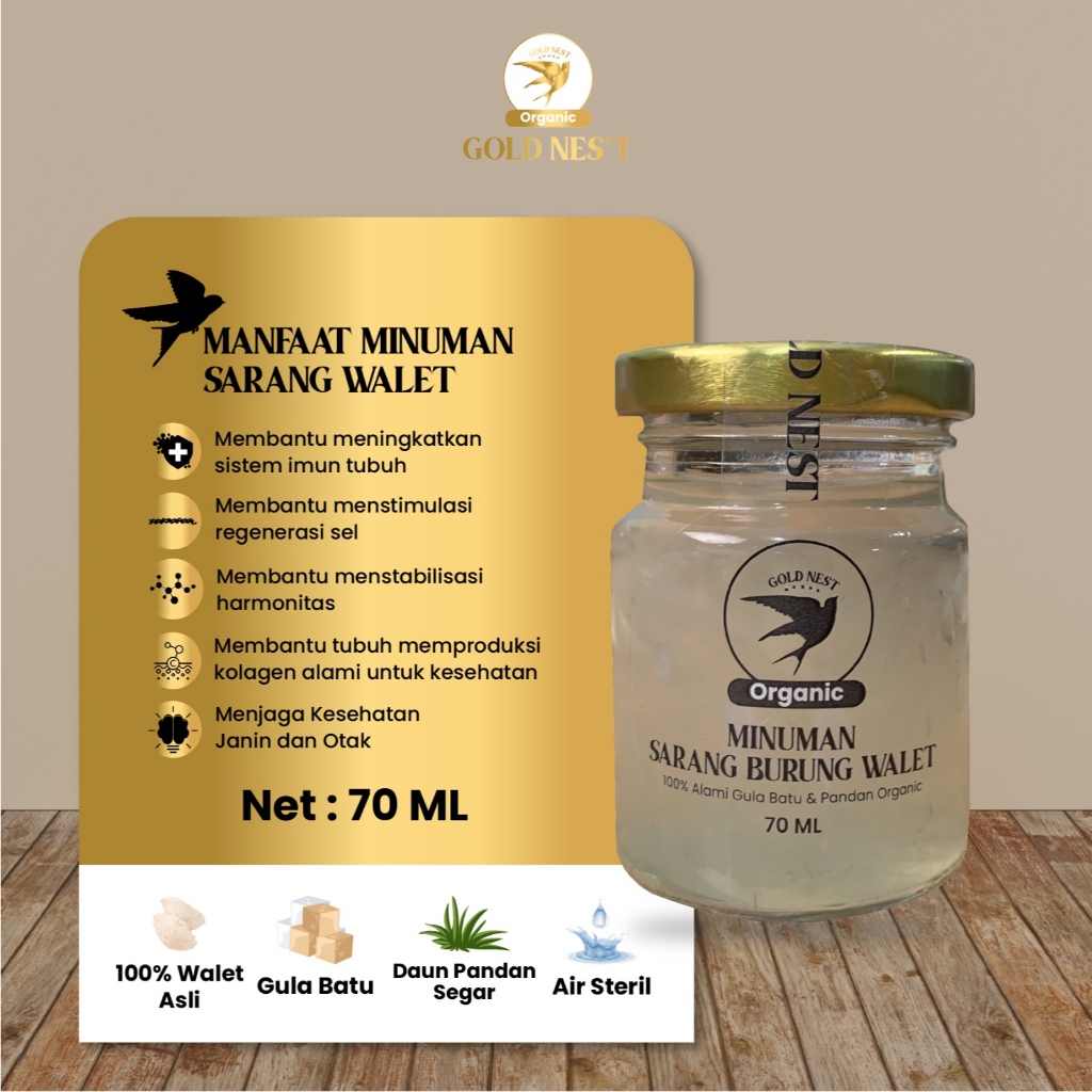 

RB GOLDNEST-Minuman Sarang Burung Walet Alami (Yanwo)-6botol@70ml