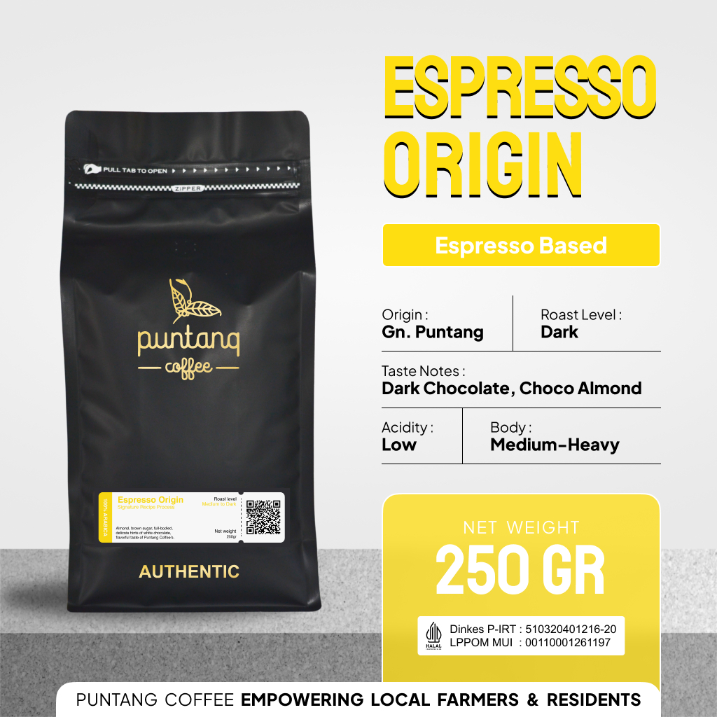 

Biji Kopi Bubuk Arabika Espresso Blend 250 gram Premium Asli Gunung Puntang Original Puntang Coffee