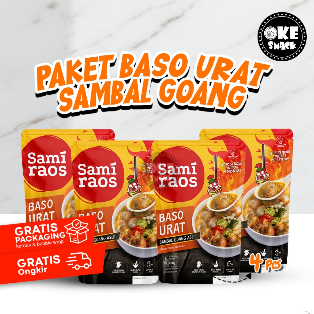 

Paket Hemat Sami Raos Baso Urat Sambal Goang Samiraos Isi 4 pcs