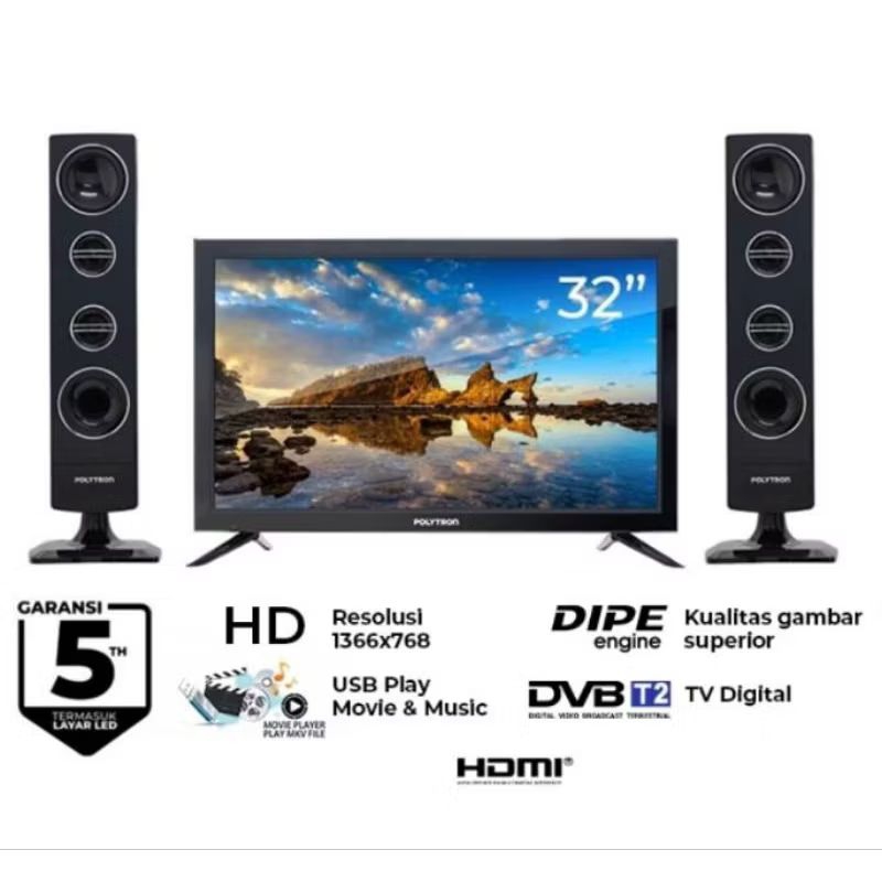 TV LED POLYTRON PLD-32TV1855 DOUBLE SPEAKER / LED POLYTRON 32 INCHI DOUBLE SPEKER