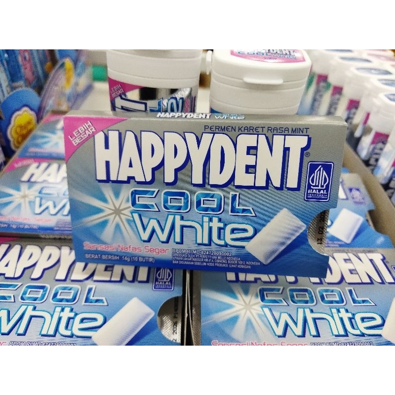 

Happydent cool white 14gr isi 10 butir