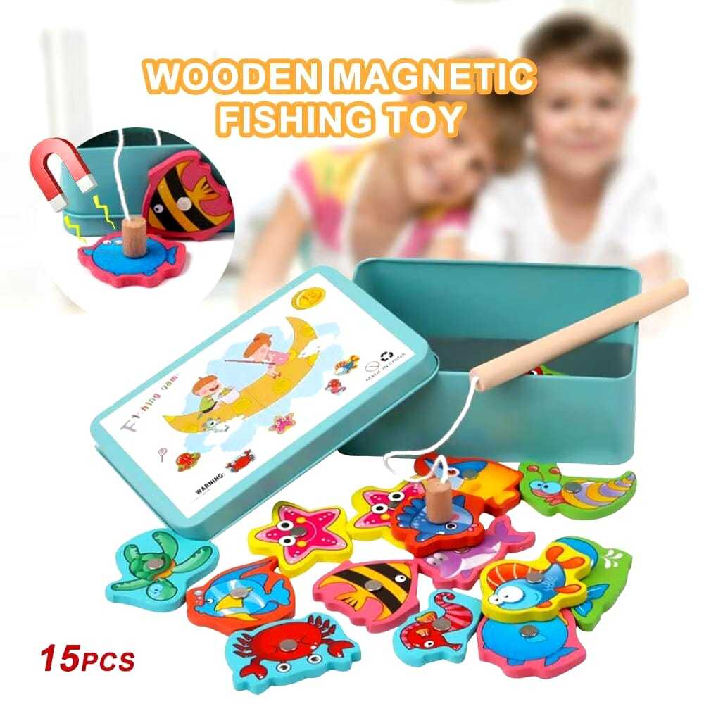 MAINAN PUZZLE MAGNET BOX BESI / MAINAN EDUKASI ANAK / MAINAN EDUKASI PANCING IKAN MAGNET