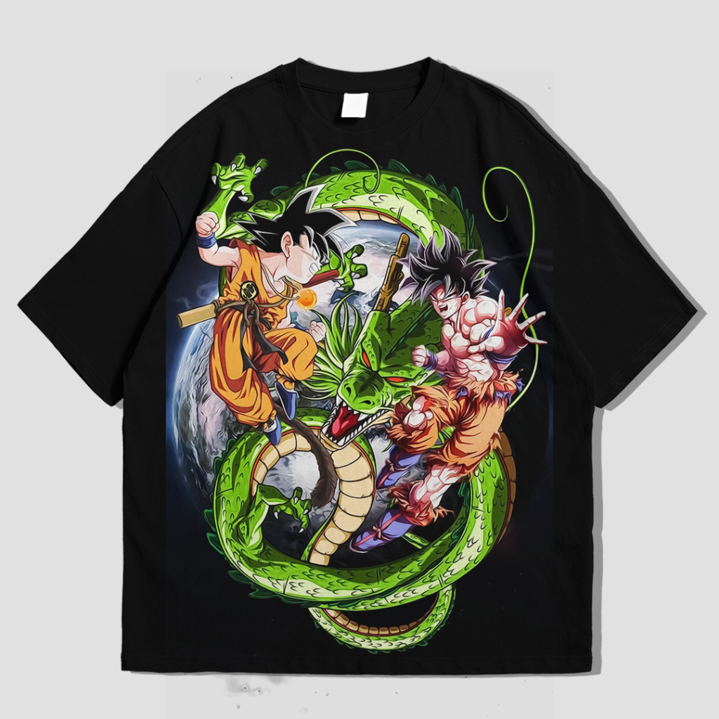 T-Shirt Kaos Oversize Anime DragonBall Z Dragon Ball Goku Vegeta Beerus Full Print TEBAL Cotton 24S 