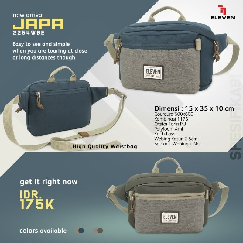 Eleven Japa Tas Selempang Bahu Slingbag Waistbag Pria Wanita