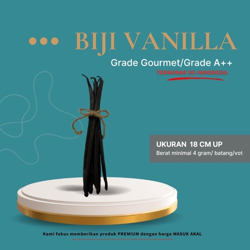 

Biji Vanilla Planifolia, Grade Gourmet/Grade A++ , ukuran 18 cm keatas, 1vot/batang