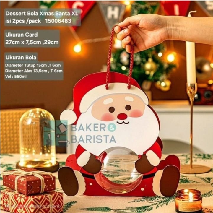 

Dessert Bola Xmas Santa XL isi 2 tempat dessert kue pudding tiramisu box christmas natal