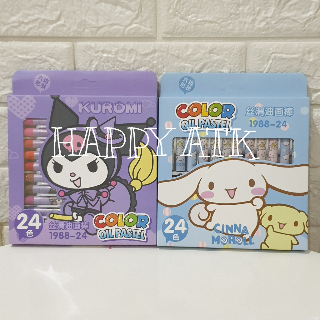 

24 PCS CRAYON / COLOR OIL PASTEL / ALAT TULIS MEWARNAI SANRIO KUROMI CINNAMONROLL PERALATAN SEKOLAH