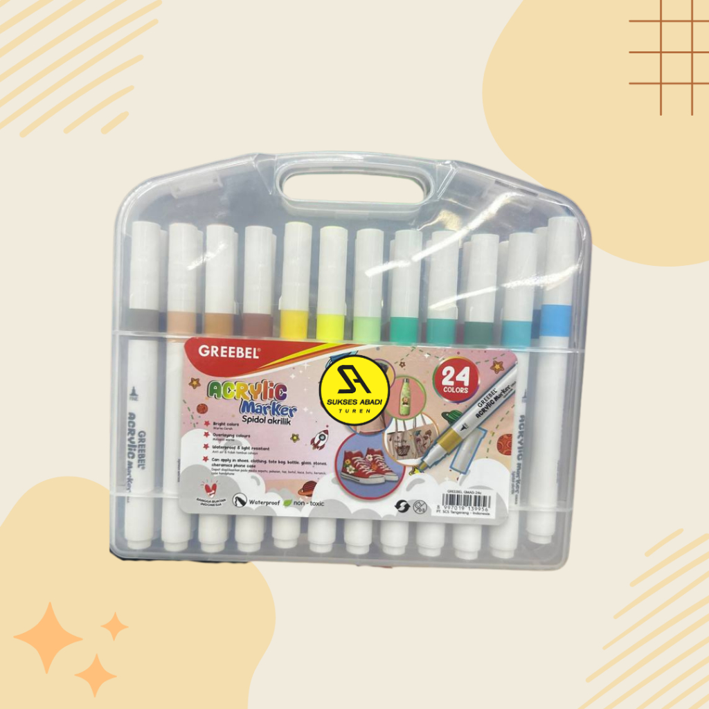 

Spidol akrilik murah malang GREEBEL Acrylic Marker Single Head (24 Warna) / Spidol Sketsa / Sketsa Markers Set / Marker Set / Spidol Warna Warni