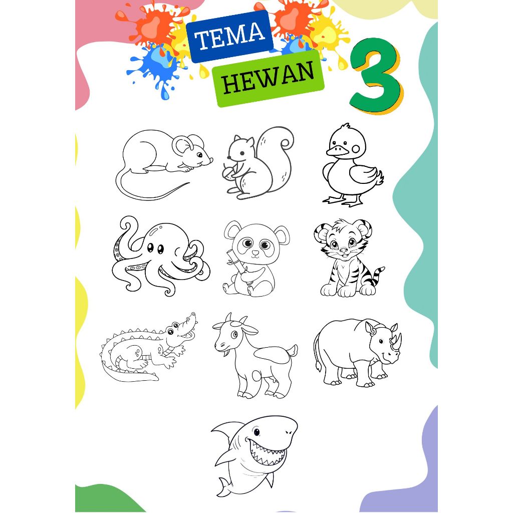 

Lembar Kertas Mewarnai Anak Seri Hewan 3 (Isi 10/ukuran kertas A4)