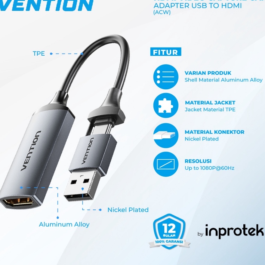KP8 Vention HDMI Video Capture Card USB to HDMI Game Capture for Streaming