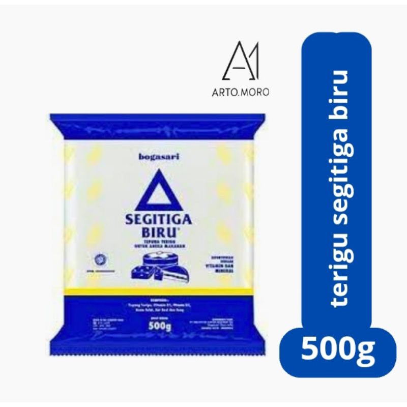 

tepung terigu segitiga biru 500g / terigu 500g / tepung terigu kemasan / segitiga biru 500g