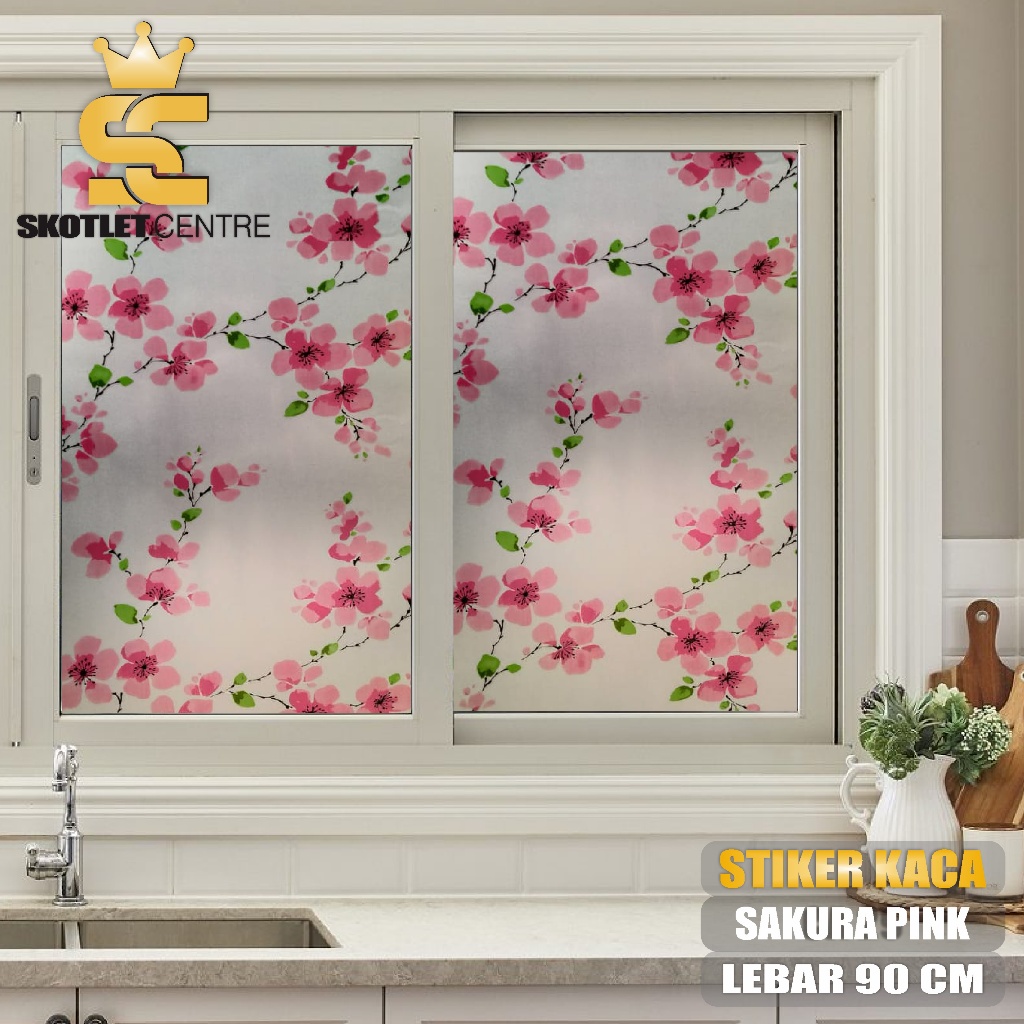 Sticker Kaca Motif Bunga Sticker Jendela Pintu Kaca Dapur Kamar Tidak Tembus Pndang