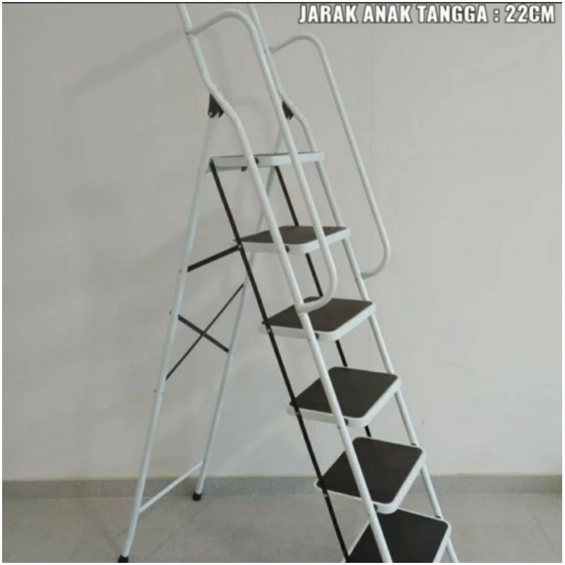 tangga lipat 6step injakan lebar pegangan tangan 6 step ladder holder - 3 injakan