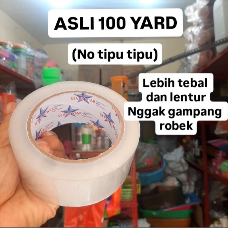 

Lakban bening 100 yard asli / tebal / solasi besar / isolasi / selotip