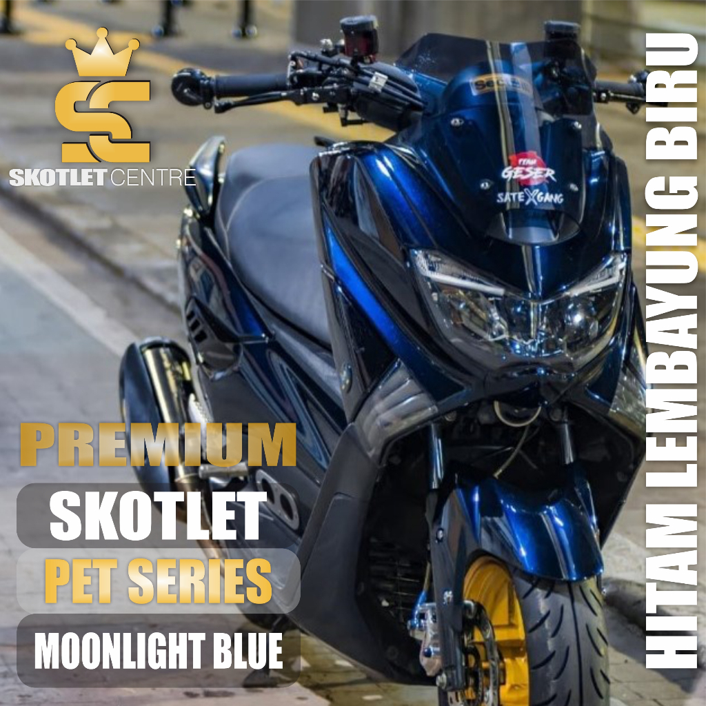 STIKER SKOTLET MOTOR HITAM LEMBAYUNG BIRU SKOTLET MOONLIGHT BLUE SCOTLITE BLACK MAGIC BLUE SKOTLET H