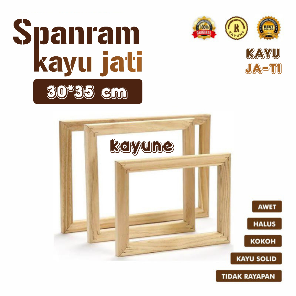 

Spanram Bingkai Lukis Kanvas Ukuran 30x35 cm Bahan Baku Kayu Jati Jawa - kayune -