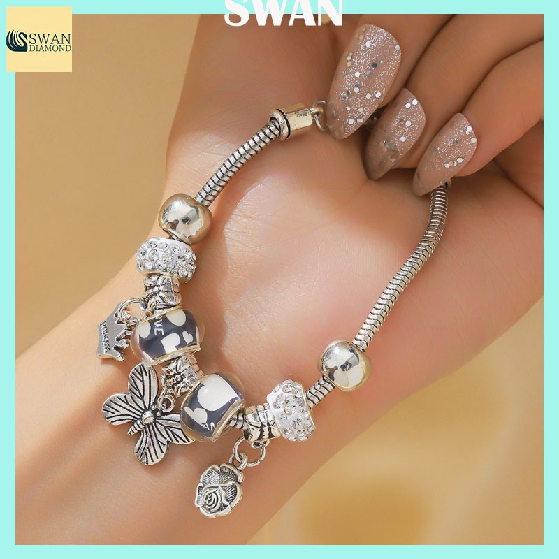 Gelang Pandora Titanium Dan Baja / Gelang Pandora Titanium / Gelang Tumit Pandora Stainless Steel