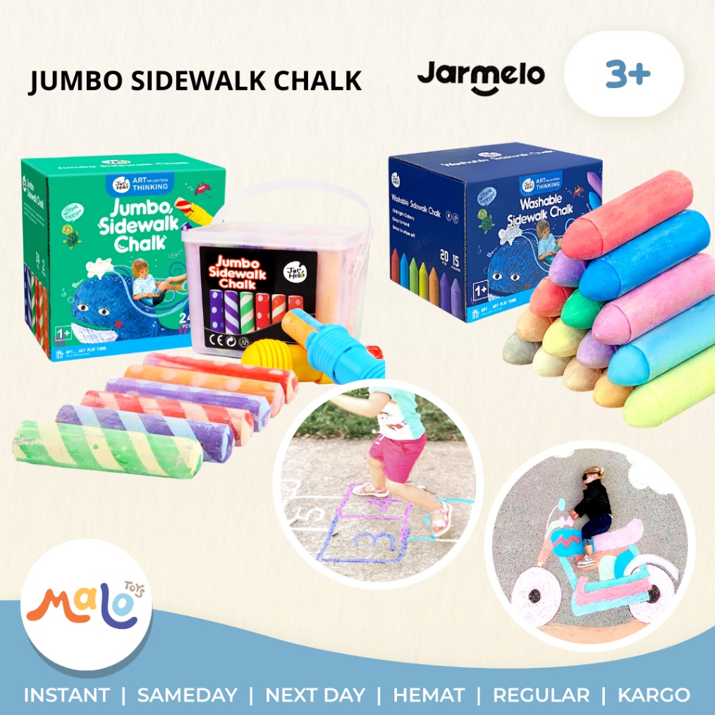 

Promo Spesial 3 JARMELO Jumbo Sidewalk Chalk 15 24 Colors Washable Kapur Besar Dengan Pegangan Nontoxic Colours Mainan Aktivitas Mewarnai Anak Joan Miro Jar Melo Malo Toys A67