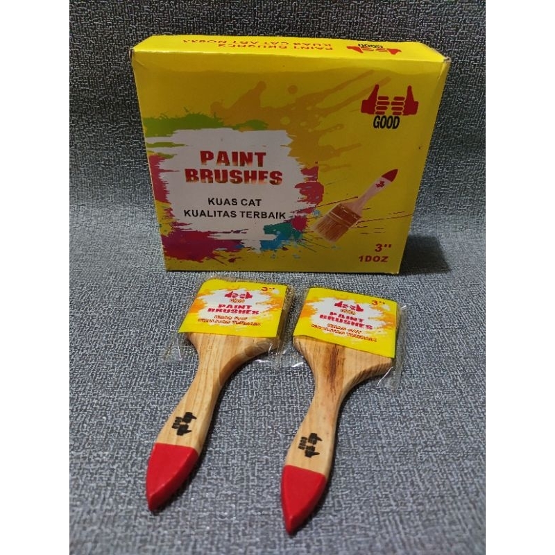 

[12] KUAS CAT TEMBOK 3 INCH GOOD/EF GAGANG KAYU / 12 BUAH