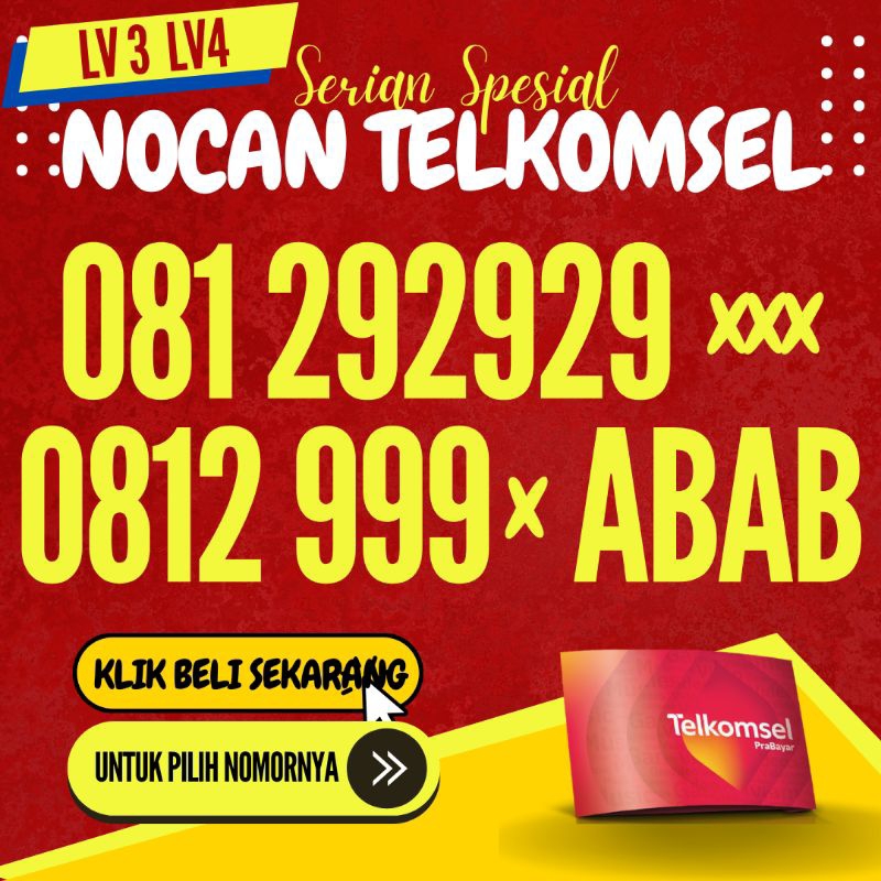 Nomer Cantik Simpati Telkomsel Seri 292929 Kode LV3 LV4 No Cantik Full Rapih Simpati Telkomsel