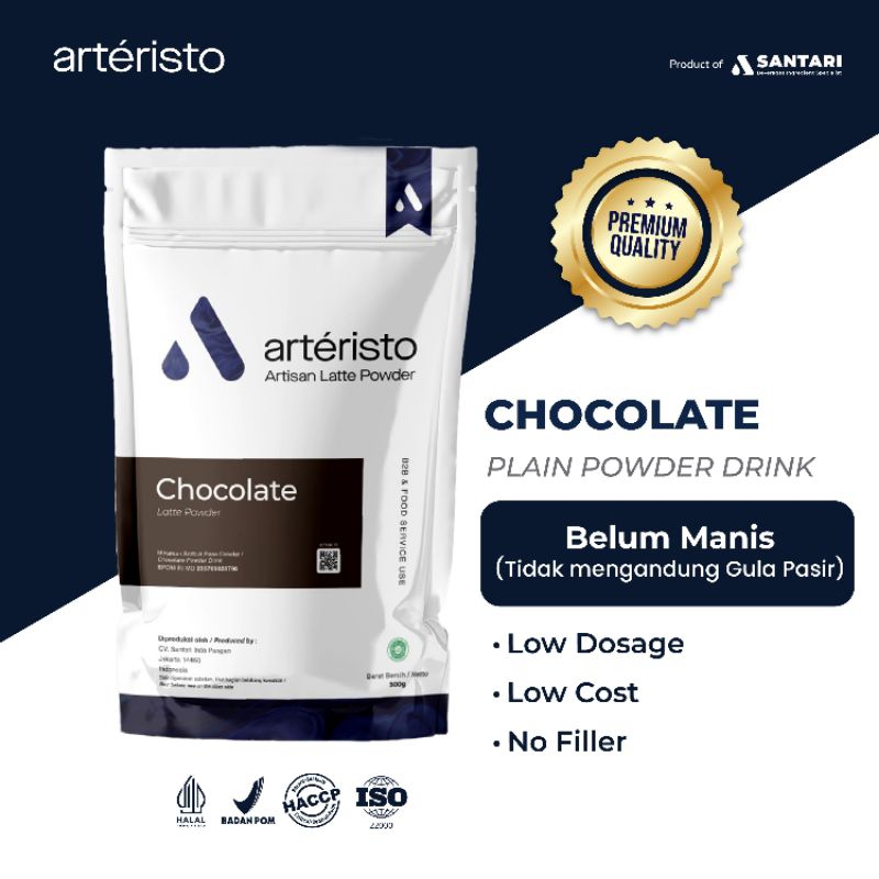 ARTERISTO CHOCOLATE PREMIUM POWDER DRINK 500GR  - TANPA GULA PASIR - Bubuk Minuman Instan