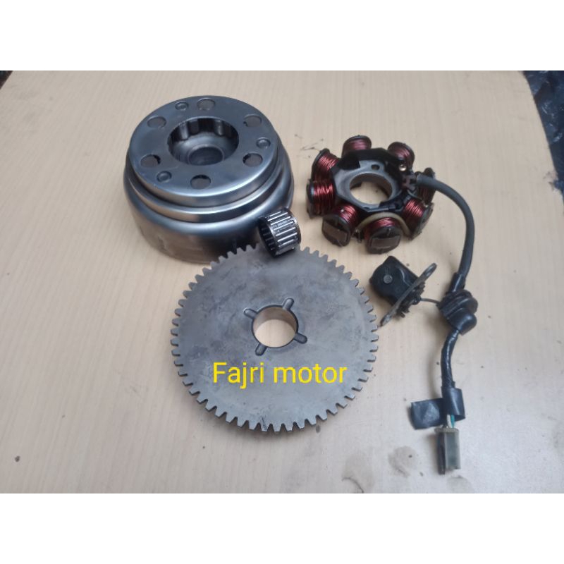 Magnet Spul Supra X 125 Karbu / Karisma/Kirana Original Fly Wheel Rotor Mahnit Spul Set On Way Gigi 