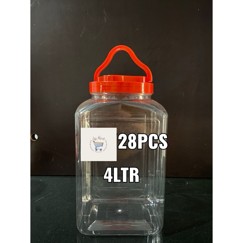 Toples Plastik 4 Liter/ Toples Kue Kering/ Toples Ikan Cupang Isi 1 Bal (28 Pcs)