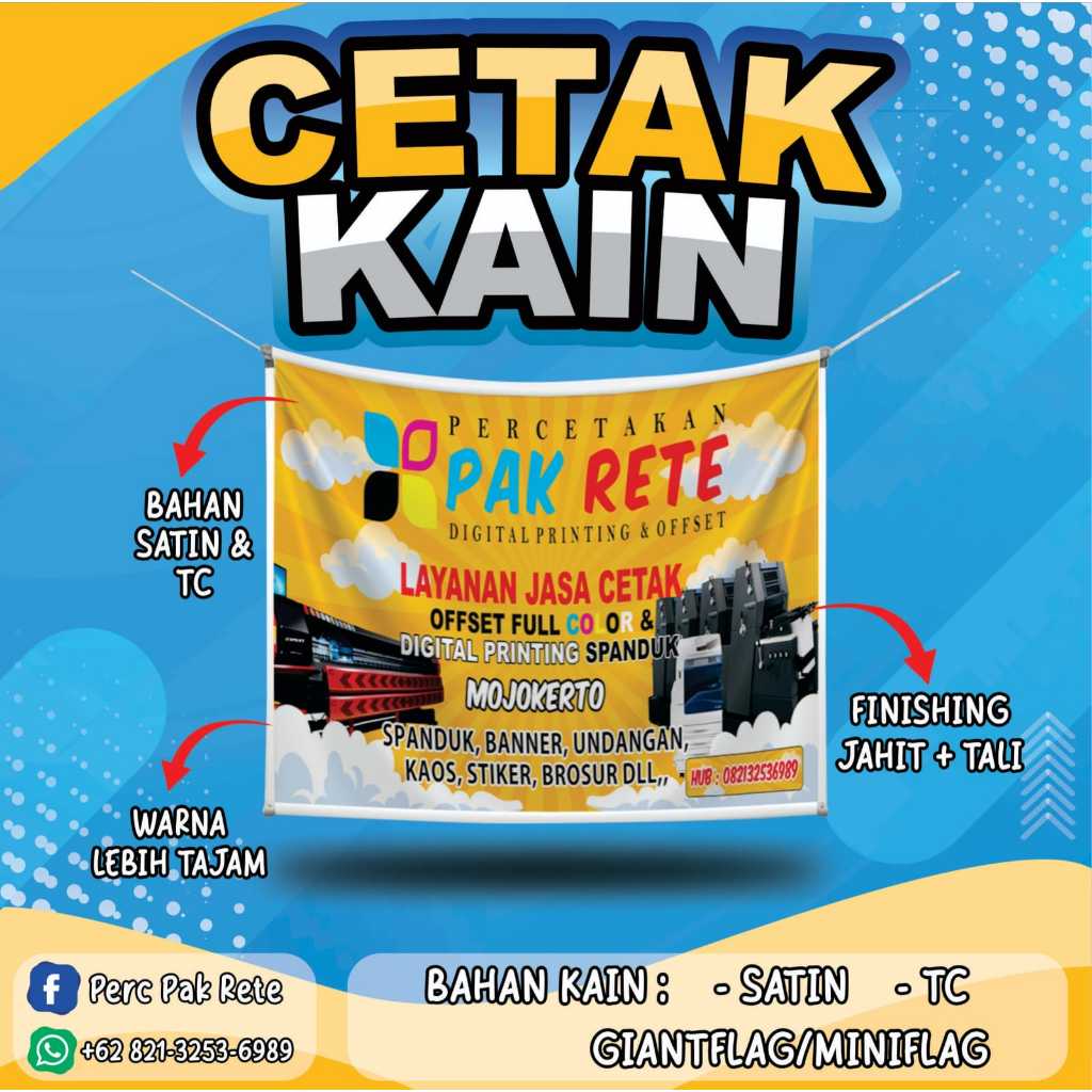 

CETAK KAIN TC ATAU SATIN CETAK KAIN METERAN TERMURAH MURAH CEPAT FULL PRINT cetak giantflag cetak kain satin cetak miniflag CETAK UMBUL UMBUL