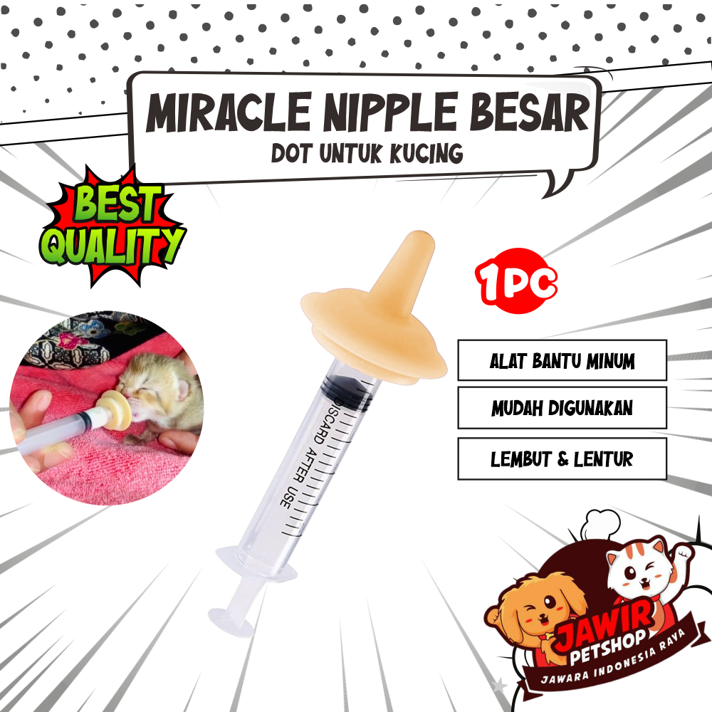MIRACLE NIPPLE SIZE L pentil dot susu spet anak bayi anjing untuk kucing anakan kitten rc baby cat d
