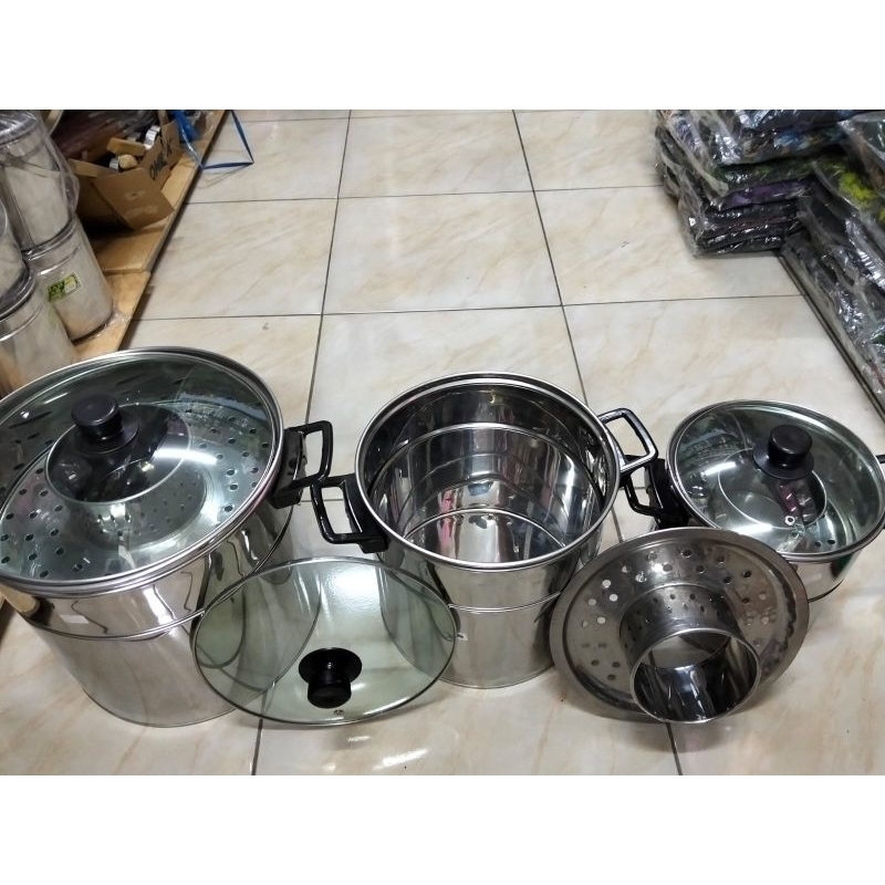 DANDANG BAKSO TUTUP KACA. BAHAN STAINLESS STEEL.