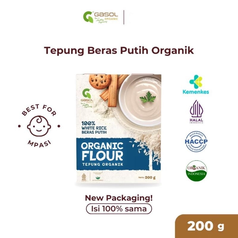 

GASOL ORGANIC FLOUR TEPUNG BERAS PUTIH ORGANIK MAKANAN BAYI MPASI 200gr