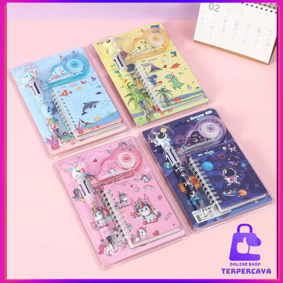 

OST Alat Tulis Set 3IN1 Stationery Set Lucu Karakter Kartun + Correction Tape Perlengkapan Sekolah Anak-Anak TK Souvenir Ulang Tahun Anak Alat Tulis 3 IN 1 Stationery Gift Set Children Day Gifts Cartoon Six