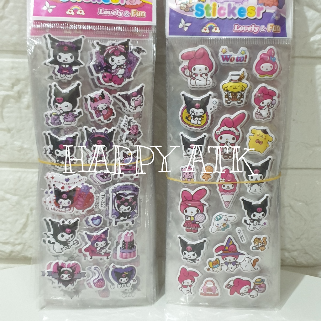 

(PER 6 PCS) STICKER TIMBUL STIKER TEMPELAN ANAK MY MELODY KUROMI CINNAMONROLL