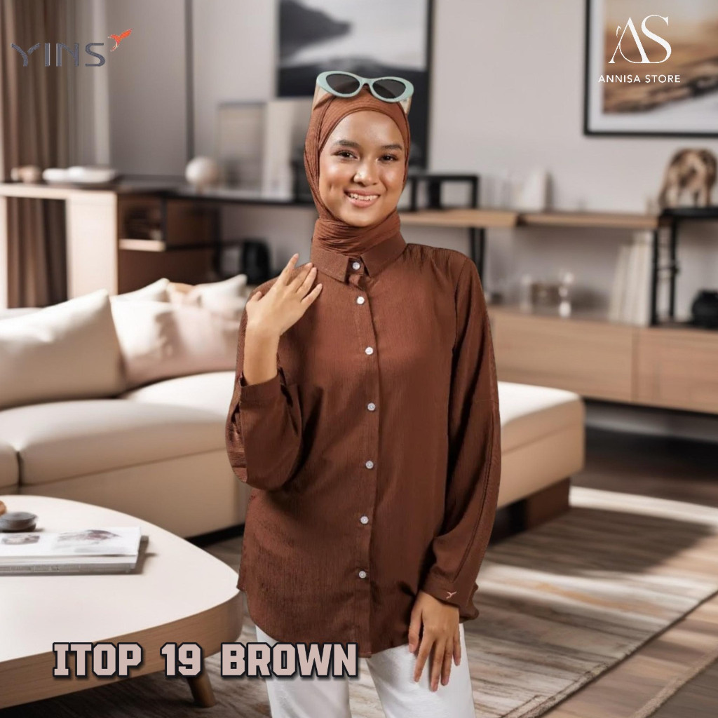 BAJU ATASAN BLUS REMAJA YOUTH INSPIRE YINS ITOP 19 BROWN UNTUK KULIAH & KERJA
