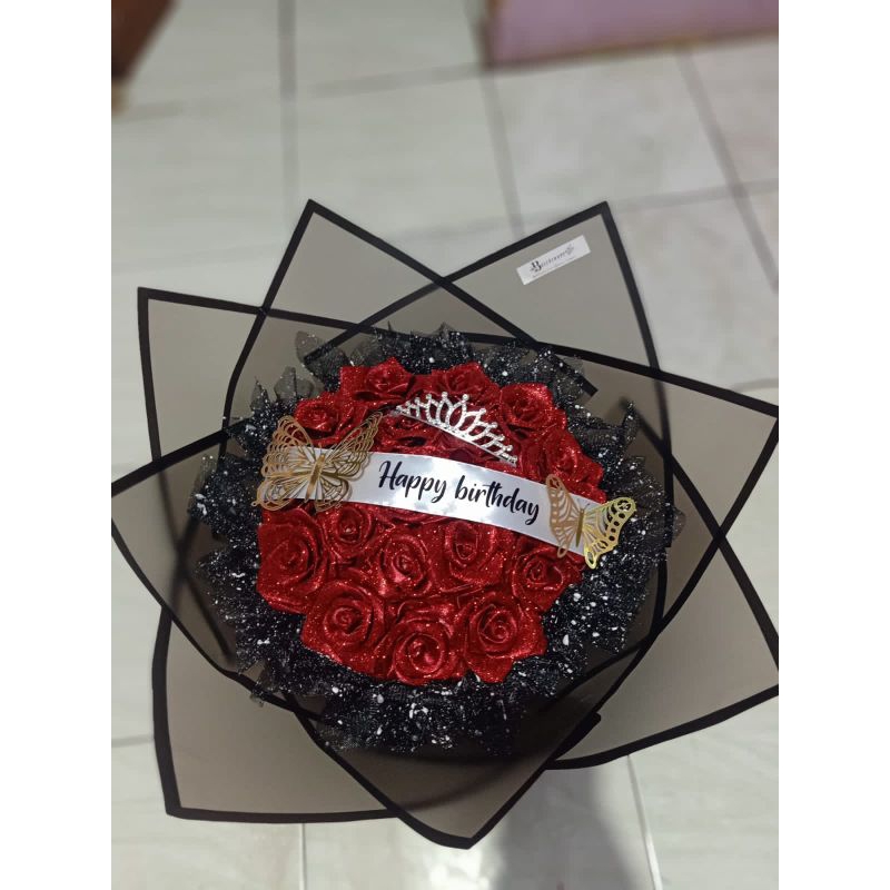 

BUKET BUNGA PITA SATIN 20TANGKAI+gliter