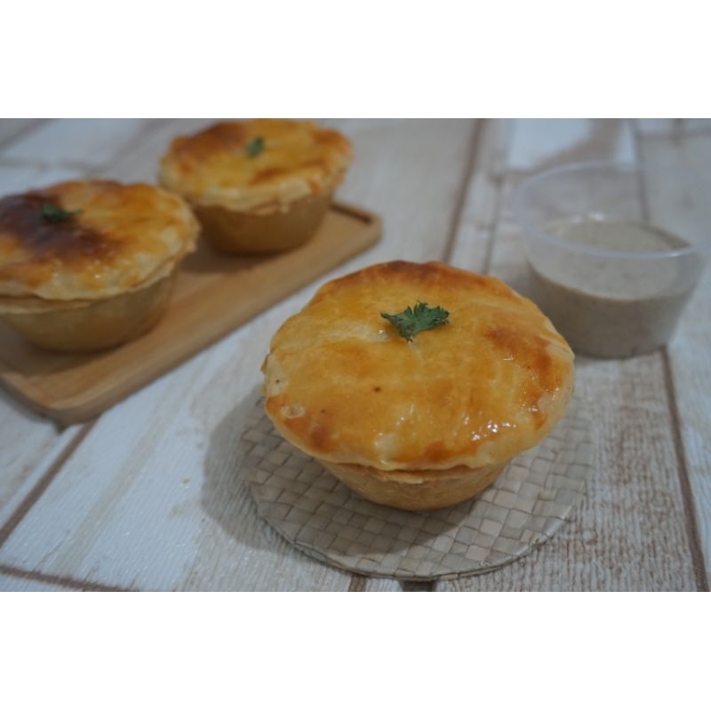 

Meat and cheese pie special with truffle cream sauce