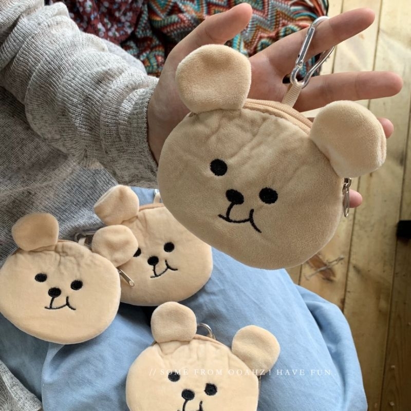 PINKY ROW - Cute Clumsy HIDDEN LOVE Teddy Pouch - Pouch Kecil - Dompet Koin - Tempat Koin