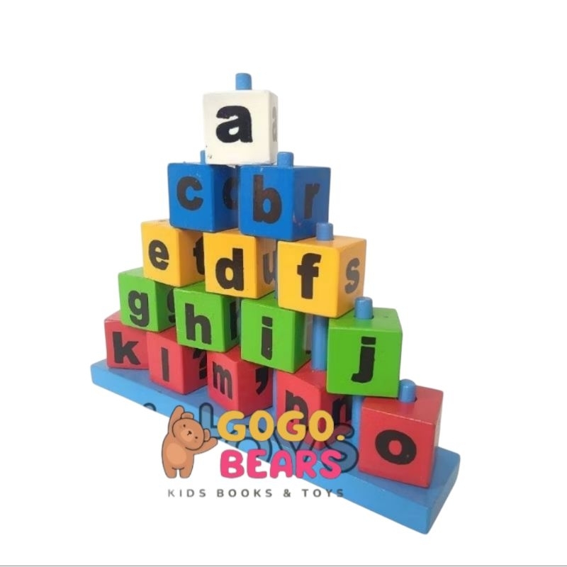piramida balok huruf balok susun huruf /mainan edukasi